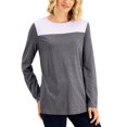 thumbnail image 1 of Karen Scott Colorblocked Fleece Tunic Charcoal Heather XS, 1 of 1