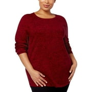 KAREN SCOTT Cotton Curved Hem Sweater Dark Red Heather 2XL