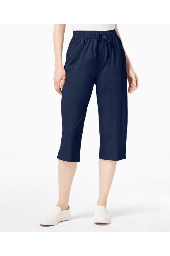 Cotton Drawstring Capri Pants Intrepid Blue XS