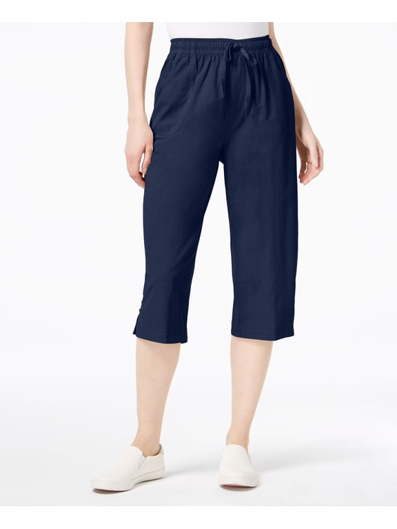 Cotton Drawstring Capri Pants Intrepid Blue XS