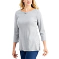 thumbnail image 1 of Karen Scott Cotton Grommet Trim Tunic Smoke Grey Heather XS, 1 of 1
