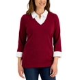 thumbnail image 1 of Karen Scott Cotton Layered Look Woven Top Malbec XS, 1 of 1
