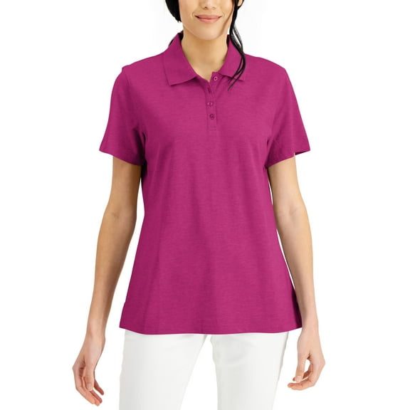 Karen Scott Cotton Polo Shirt Berry Ice 2XL