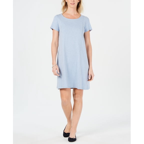 Karen Scott Cotton Seam Front Dress Light Blue Heather XL