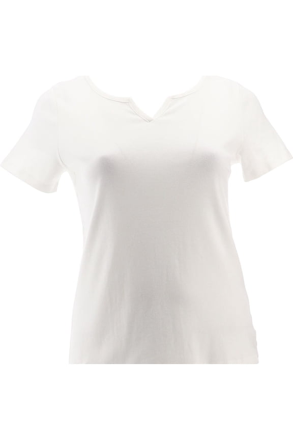 Cotton Split Neck Top Bright White L