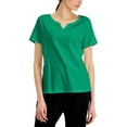 thumbnail image 1 of Karen Scott Cotton Split Neck Top Green Verde XS, 1 of 1