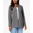 thumbnail image 1 of Karen Scott Cotton Studded Open Front Cardigan Charcoal Heather XS, 1 of 1