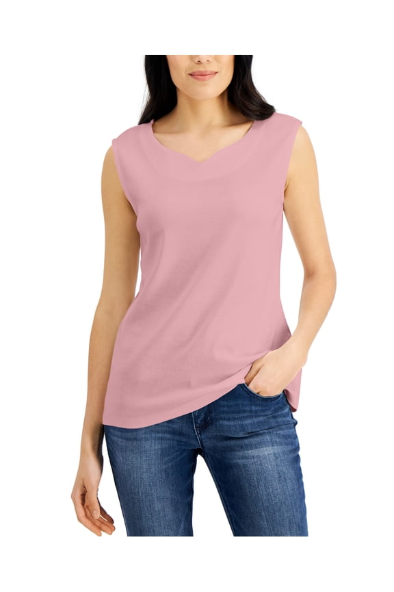 Cotton Sweetheart Neckline Tank Top Boca Blush S