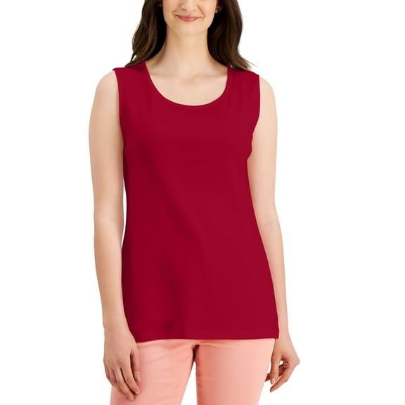 Karen Scott Cotton Tunic Tank Top New Red Amore L