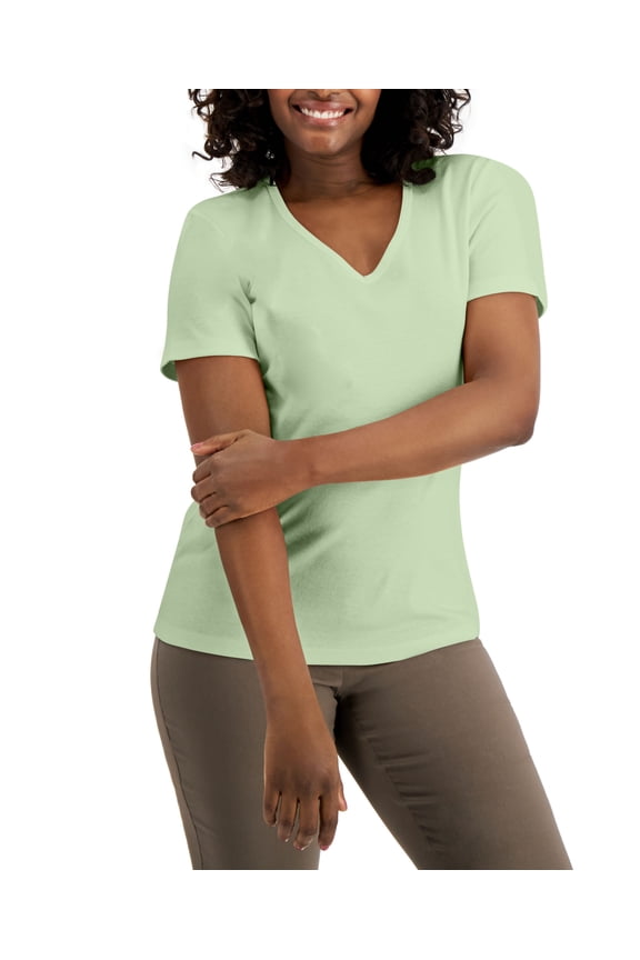 Cotton V Neck Top Calm Aloe 2XL