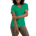 thumbnail image 1 of Karen Scott Cotton V Neck Top Green Verde M, 1 of 1
