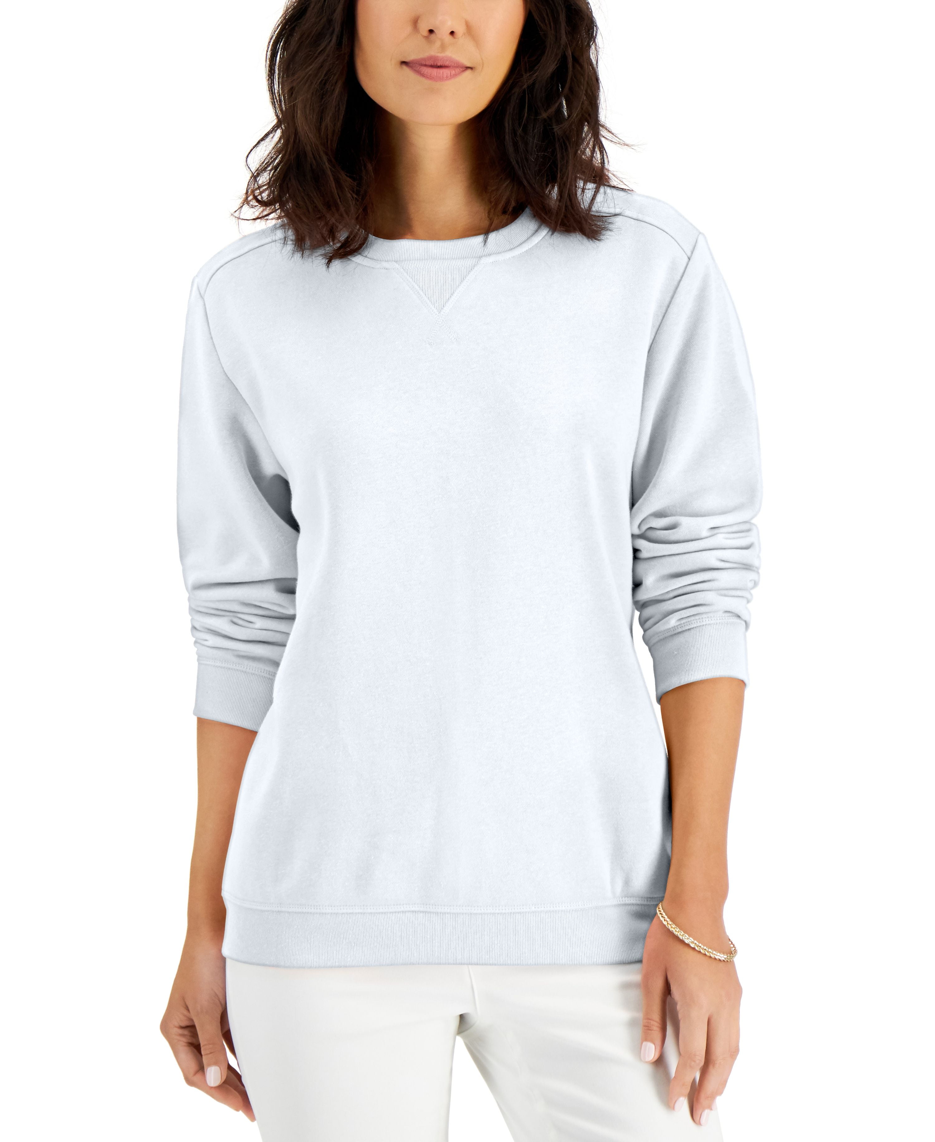Karen Scott Crew Neck Fleece Sweatshirt Bright White XL