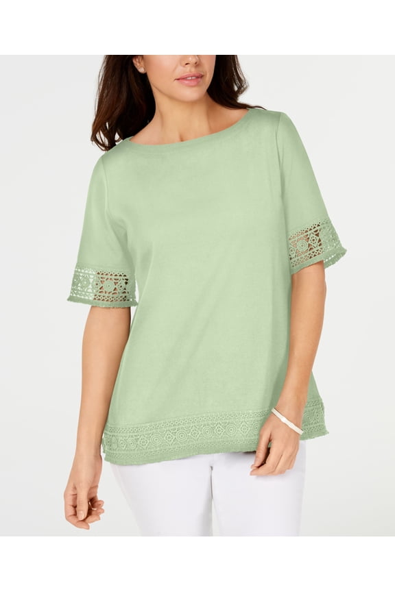 Crochet Trim Top Green 2XL
