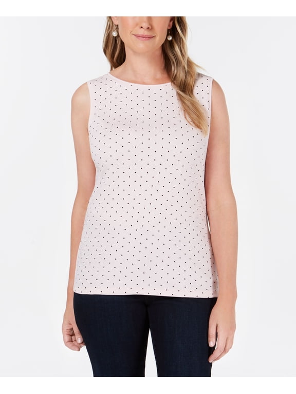 Dotted Boat Neck Shell Blush M