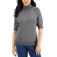 thumbnail image 1 of Karen Scott Elbow-Sleeve Turtleneck Sweater Charcoal heather S, 1 of 1