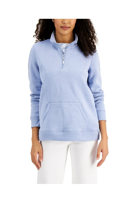 Fleece Quarter Zip Pullover Light Blue Heather S
