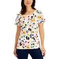 thumbnail image 1 of Karen Scott Floral Print Scoop Neck T-Shirt Winter White XS, 1 of 1