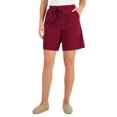 thumbnail image 1 of Karen Scott Gemma Cotton Drawstring Bermuda Shorts Malbec S, 1 of 1