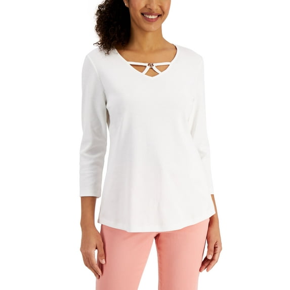 Karen Scott Hardware Tunic Bright White XL