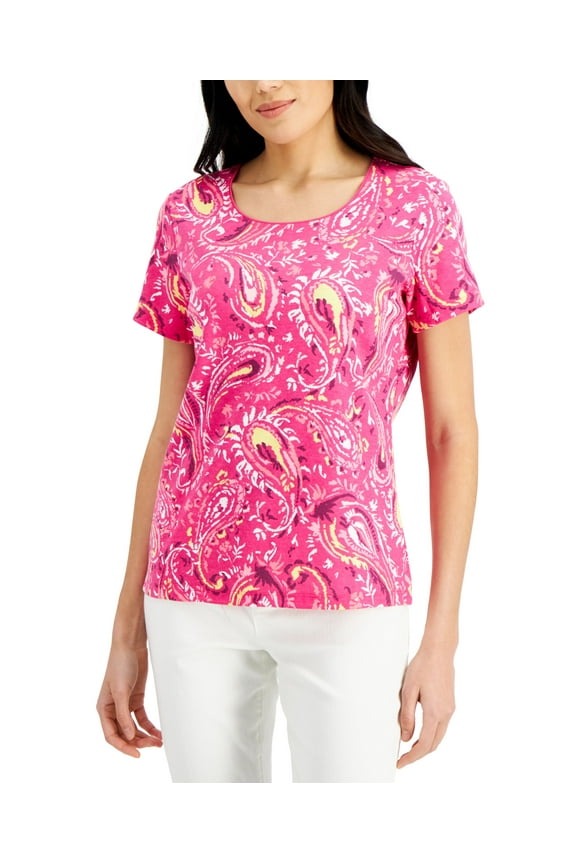 Jane Paisley Print Top Berry Ice XS