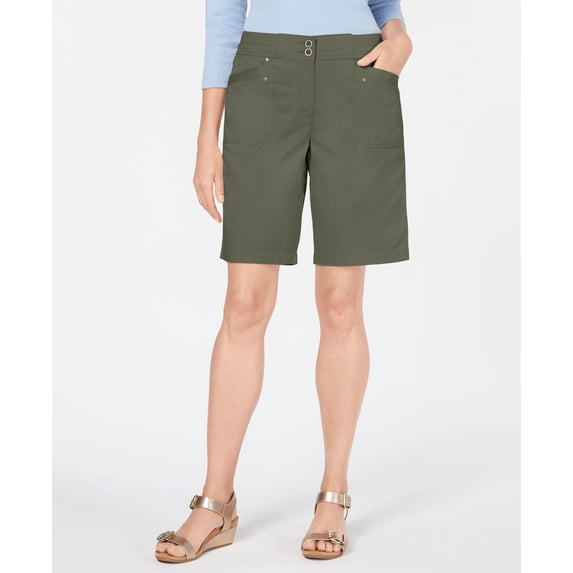 Karen Scott Knit Waistband Bermuda Shorts Olive Sprig 10