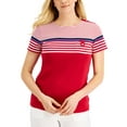 thumbnail image 1 of Karen Scott Lady Stripe Colorblocked Top New Red Amore L, 1 of 1