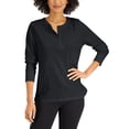 thumbnail image 1 of Karen Scott Long Sleeve Cotton Henley Deep Black M, 1 of 1