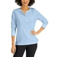 thumbnail image 1 of Karen Scott Long Sleeve Cotton Henley Nantucket Breez S, 1 of 1