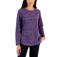 thumbnail image 1 of Karen Scott Long Sleeve Spacedye Microfleece Top Plum Rosette L, 1 of 1