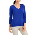 thumbnail image 1 of Karen Scott Luxsoft V Neck Sweater Deep Pacific M, 1 of 1