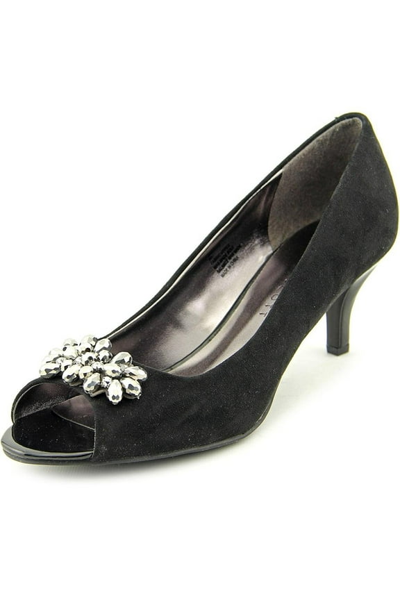 Maralyn Women Black Peep Toe Heels US