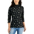 thumbnail image 1 of Karen Scott Metallic Embroidered Mock Neck Top Deep Black 2XL, 1 of 1