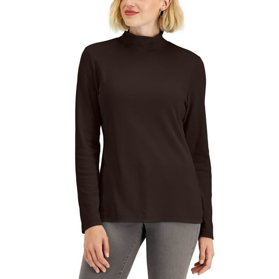 Karen Scott Mock Neck Top Chocolate XL