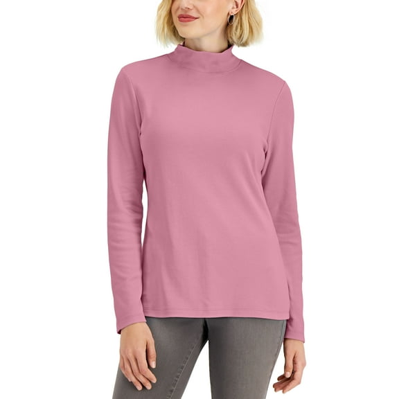 Karen Scott Mock Neck Top Sea Pink XL