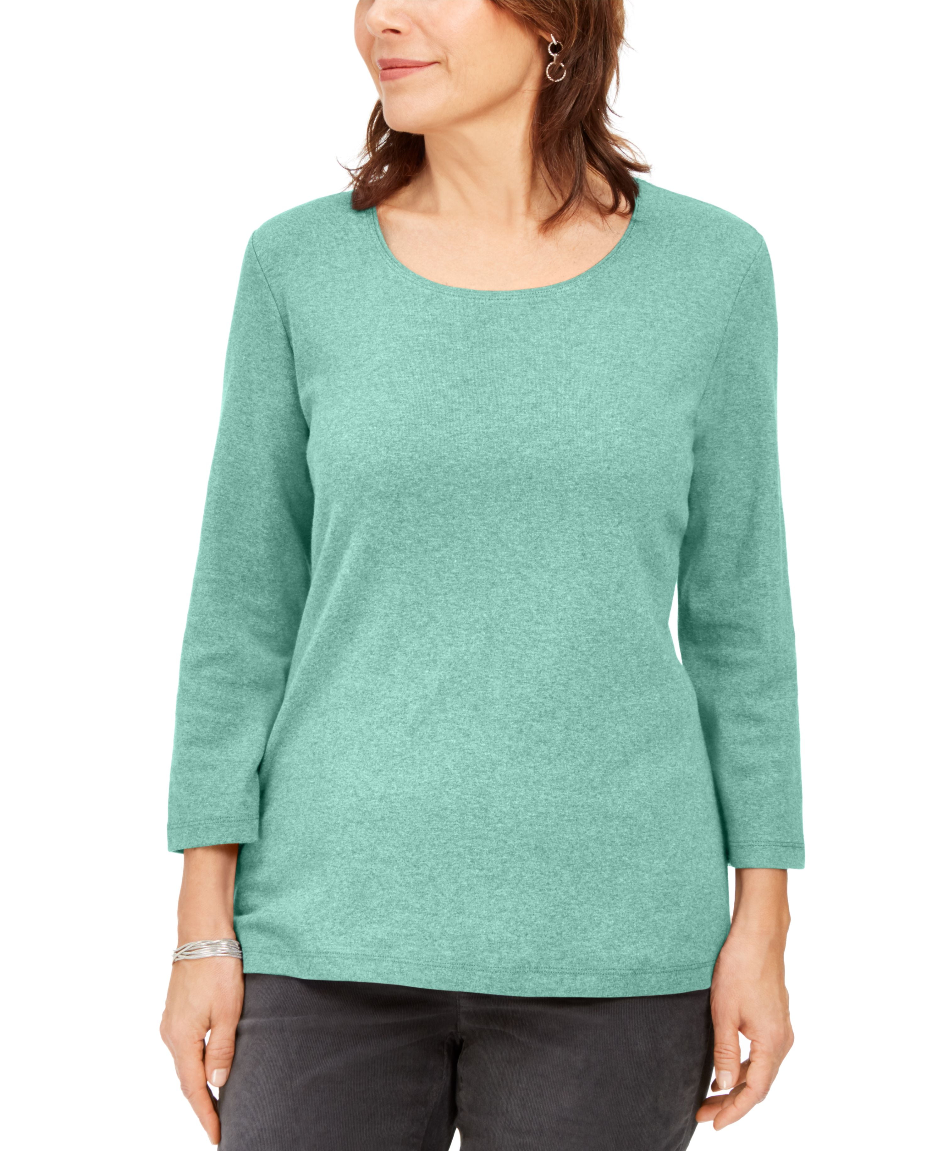 Karen Scott Women's Zip Neck Top White Size Petite Small
