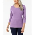 thumbnail image 1 of Karen Scott Petite 3/4 Sleeve Cotton Scoop Neck Top Fragrant Lilac P2XL, 1 of 1
