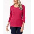 thumbnail image 1 of Karen Scott Petite 3/4 Sleeve Cotton Scoop Neck Top Radient Rose PXL, 1 of 1