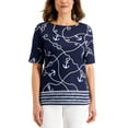 thumbnail image 1 of Karen Scott Petite Anchor Print Boatneck Top Intrepid Blue PS, 1 of 1