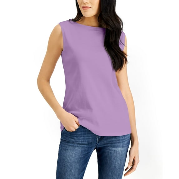 Karen Scott Petite Boat Neck Tank Top Fragrant Lilac PM