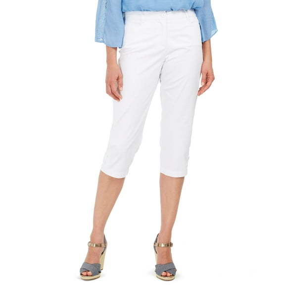 Karen Scott Petite Comfort Waist Capri Pants Bright White 12P