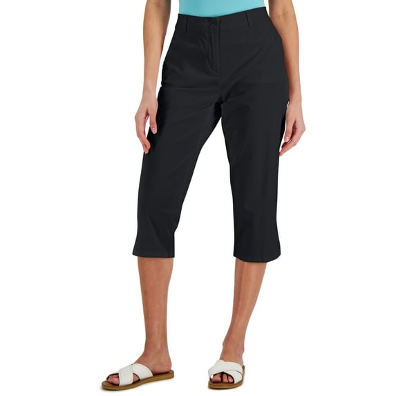 Karen Scott Petite Comfort Waist Capri Pants Deep Black 10P