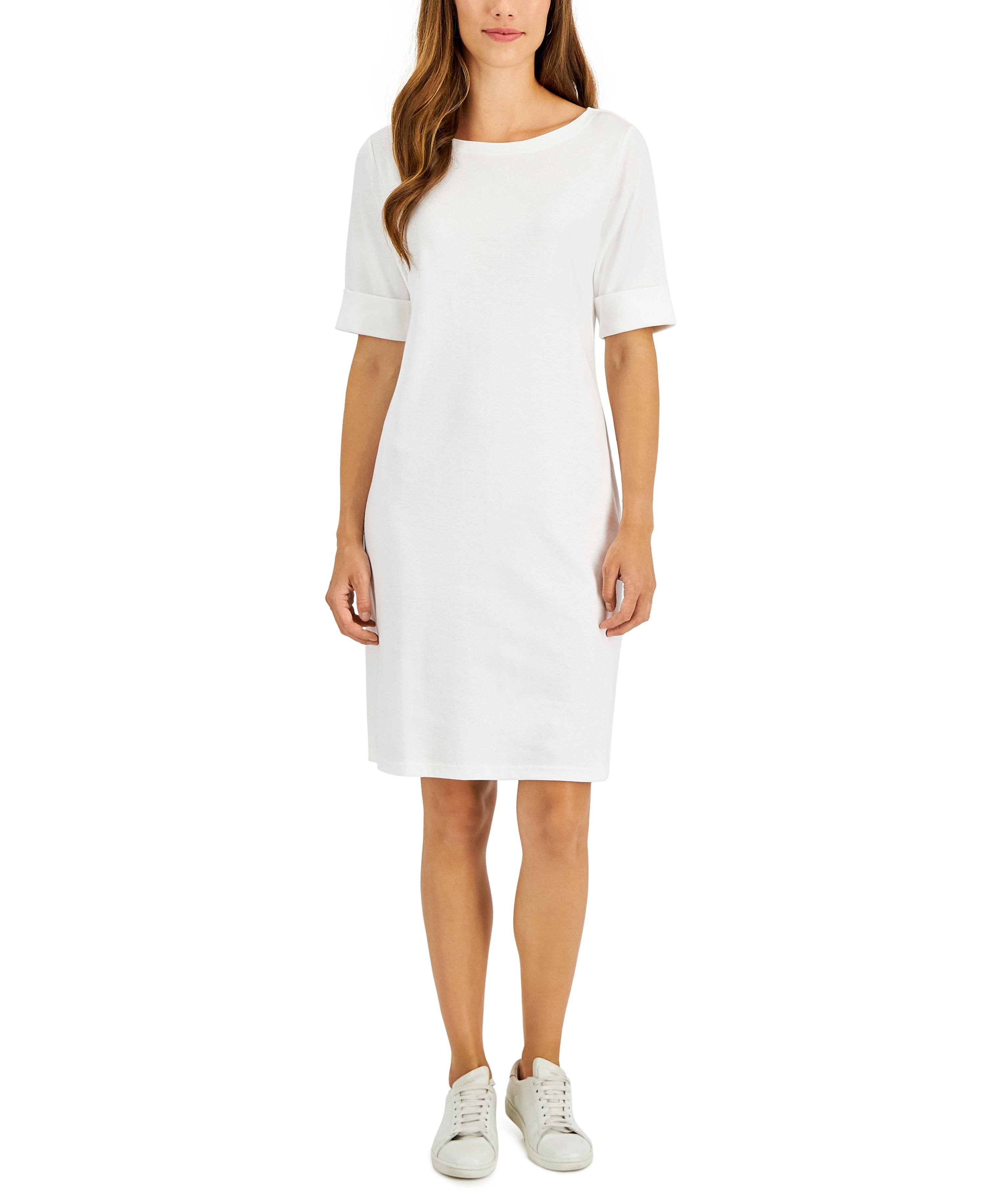 karen scott cotton dresses /LX076/ Karen Scott Sport Plus Cotton Ribbed Knit Dress Red Sz 0X $54.50
