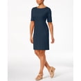 thumbnail image 1 of Karen Scott Petite Cotton Elbow Sleeve Dress Blue PS, 1 of 1