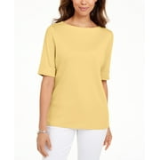 KAREN SCOTT Petite Cotton Elbow Sleeve T-Shirt Citron Aura PXS