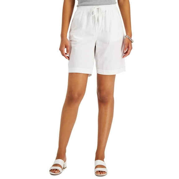 Karen Scott Petite Cotton Gemma Shorts Bright White PL