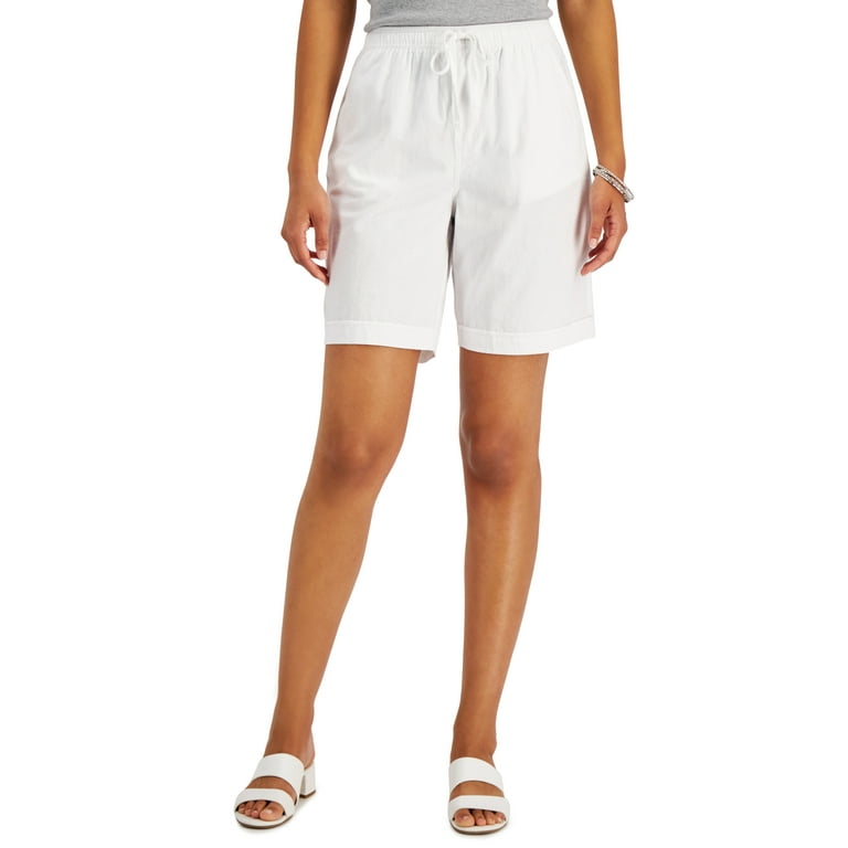 Karen Scott Petite Cotton Gemma Shorts Bright White PXL