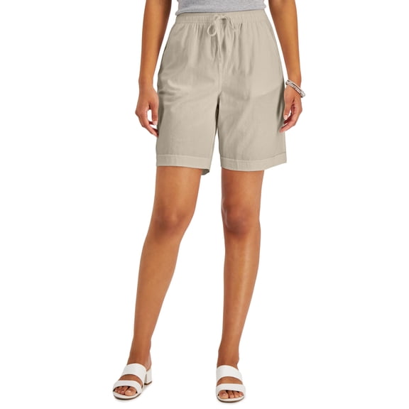 Karen Scott Petite Cotton Gemma Shorts Pebble PXL
