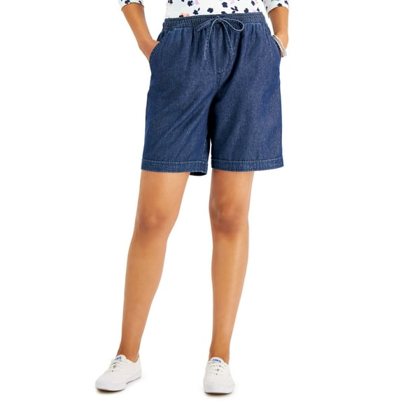 Karen Scott Petite Cotton Gemma Shorts Twilight Wash PXS