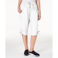 thumbnail image 1 of Karen Scott Petite Cotton Ruched Skimmer Shorts (Bright White, PM), 1 of 1