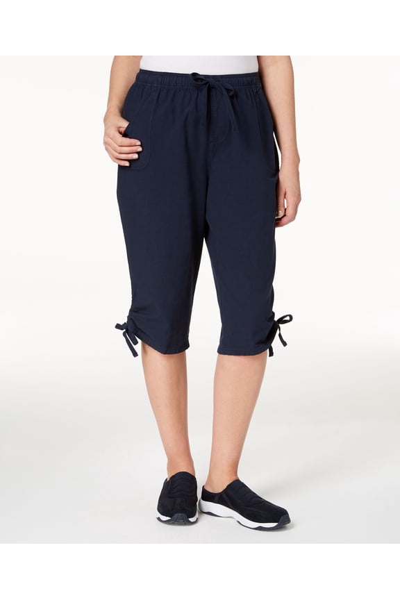 Petite Cotton Ruched Skimmer Shorts (Intrepid Blue, PM)